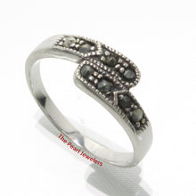 Load image into Gallery viewer, Twin Band Sterling Silver Studded Marcasite Cocktail Ring