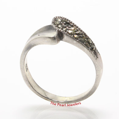 Beautiful Solid Sterling Silver Studded Marcasite Cocktail Ring