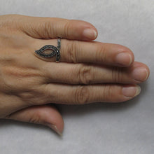 Load image into Gallery viewer, 9305161-Beautiful-Candle-Fire-Solid-Sterling-Silver-Marcasite-Cocktail-Ring