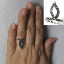 Load image into Gallery viewer, 9305161-Beautiful-Candle-Fire-Solid-Sterling-Silver-Marcasite-Cocktail-Ring