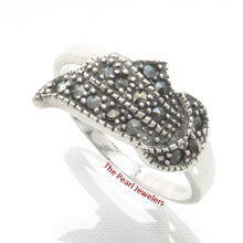 Load image into Gallery viewer, 9305181-Beautiful-Silver-Knot-Design-Sterling-Silver-Marcasite-Cocktail-Ring