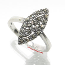 Load image into Gallery viewer, 9305191-Beautiful-Eye-Shape-Sterling-Silver-Studded-Marcasite-Cocktail-Ring