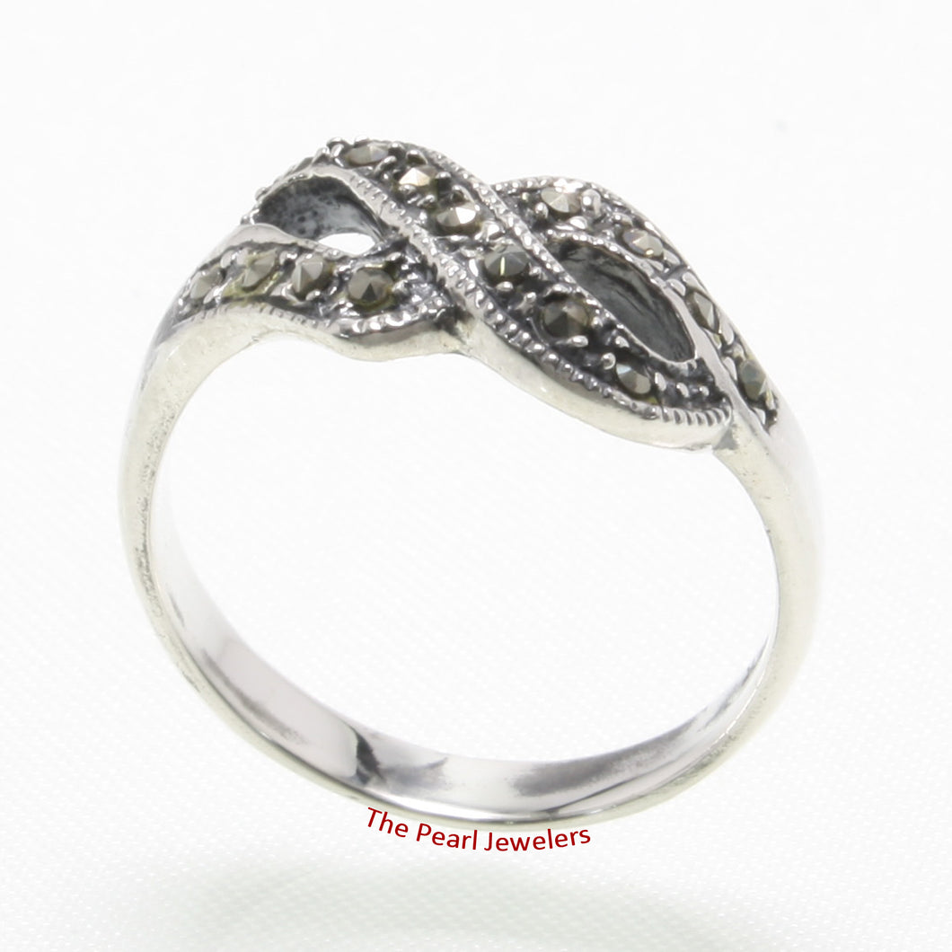 9305201-Twist-Infinity-Sterling-Silver-Diamond-Cut-Marcasite-Band-Ring