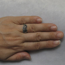 Load image into Gallery viewer, 9305201-Twist-Infinity-Sterling-Silver-Diamond-Cut-Marcasite-Band-Ring