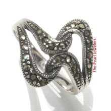 Load image into Gallery viewer, Sterling Silver Plait Design Marcasite Ring