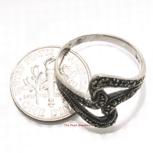 Load image into Gallery viewer, Sterling Silver Plait Design Marcasite Ring
