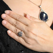 Load image into Gallery viewer, Sterling Silver Double Flame Marcasite Ring