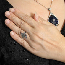 Load image into Gallery viewer, 9305231-Beautiful-Flame-Wisp-Sterling-Silver-Studded-Marcasite-Cocktail-Ring