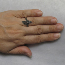 Load image into Gallery viewer, 9305231-Beautiful-Flame-Wisp-Sterling-Silver-Studded-Marcasite-Cocktail-Ring