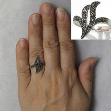 Load image into Gallery viewer, 9305231-Beautiful-Flame-Wisp-Sterling-Silver-Studded-Marcasite-Cocktail-Ring