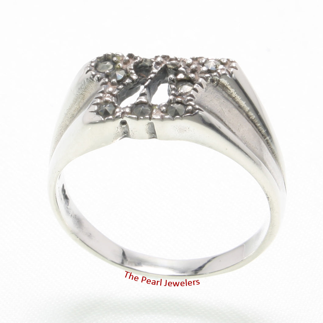 9305241-Beautiful-Sterling-Silver-Alphabet-M-Studded-Marcasite-Cocktail-Ring