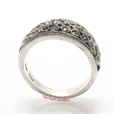 Sterling Silver Studded Marcasite Ring