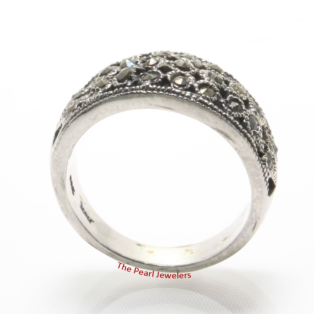 Sterling Silver Studded Marcasite Ring