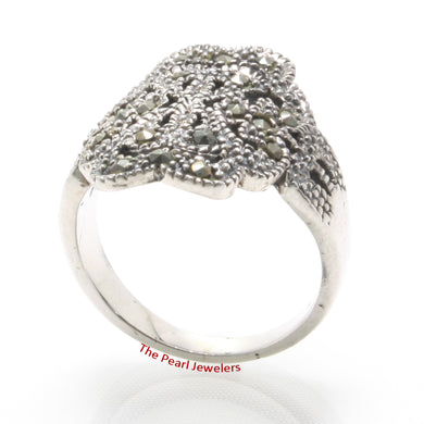Sterling Silver Flower of Life Marcasite Cocktail Ring