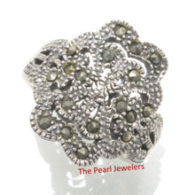 Load image into Gallery viewer, Sterling Silver Flower of Life Marcasite Cocktail Ring