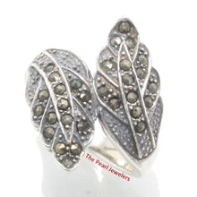 Load image into Gallery viewer, Sterling Silver Twin Leaf Marcasite Ring