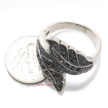 Load image into Gallery viewer, Sterling Silver Twin Leaf Marcasite Ring