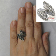 Load image into Gallery viewer, Sterling Silver Twin Leaf Marcasite Ring