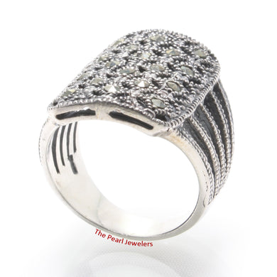 Sterling Silver Filigree Shield Marcasite Ring