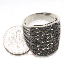 Load image into Gallery viewer, Sterling Silver Filigree Shield Marcasite Ring