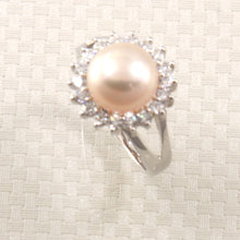 Load image into Gallery viewer, Solid 925 Sterling Silver Cultured Pearl &amp; Cubic Zirconia Women’s Cluster Ring