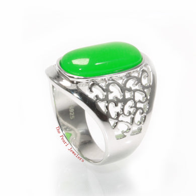 Sterling Silver Green Jade Solitaire Ring