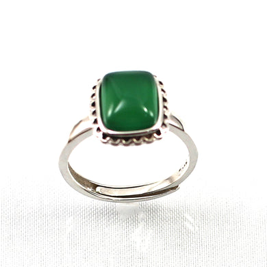 Sterling Silver Green Agate Solitaire Ring