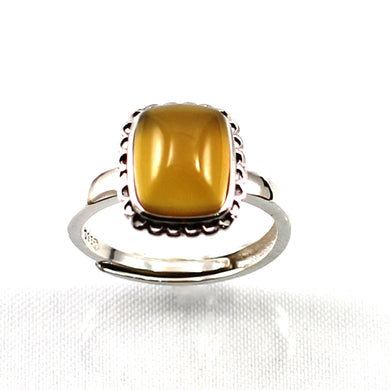 Hand Crafted Sterling Silver Yellow Agate Solitaire Ring