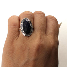 Load image into Gallery viewer, 9310111-Sterling-Silver-Blue-Sandstone-Hand-Crafted-Solitaire-Ring