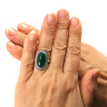 Load image into Gallery viewer, 9310113-Hand-Crafted-Sterling-Silver-Green-Agate-Solitaire-Ring