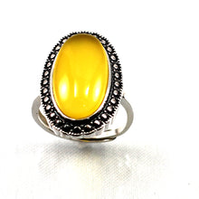 Load image into Gallery viewer, 9310114-Hand-Crafted-Sterling-Silver-Yellow-Agate-Solitaire-Ring