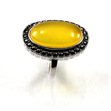 Load image into Gallery viewer, 9310114-Hand-Crafted-Sterling-Silver-Yellow-Agate-Solitaire-Ring