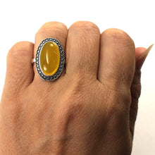 Load image into Gallery viewer, 9310114-Hand-Crafted-Sterling-Silver-Yellow-Agate-Solitaire-Ring