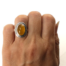 Load image into Gallery viewer, 9310124-Hand-Crafted-Sterling-Silver-Honey-Agate-Solitaire-Ring