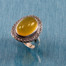 Load image into Gallery viewer, 9310124-Hand-Crafted-Sterling-Silver-Honey-Agate-Solitaire-Ring