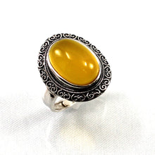 Load image into Gallery viewer, 9310124-Hand-Crafted-Sterling-Silver-Honey-Agate-Solitaire-Ring