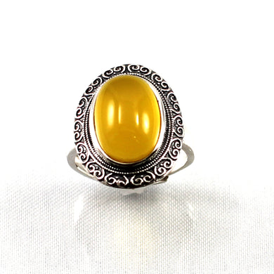 Sterling Silver Honey Agate Solitaire Ring (10x13mm)