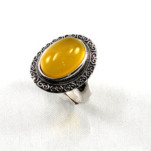 Load image into Gallery viewer, 9310124-Hand-Crafted-Sterling-Silver-Honey-Agate-Solitaire-Ring