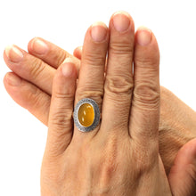 Load image into Gallery viewer, 9310124-Hand-Crafted-Sterling-Silver-Honey-Agate-Solitaire-Ring