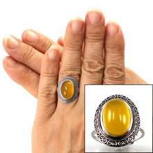 Load image into Gallery viewer, 9310124-Hand-Crafted-Sterling-Silver-Honey-Agate-Solitaire-Ring