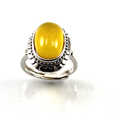 Sterling Silver Honey Agate Solitaire Ring (10x13mm)