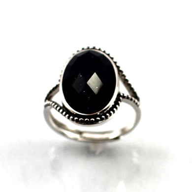 Hand Crafted Sterling Silver Blue Sandstone Solitaire Ring