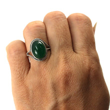 Load image into Gallery viewer, 9310143-Hand-Crafted-Sterling-Silver-Green-Agate-Solitaire-Ring