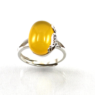Sterling Silver Honey Agate Solitaire Ring (10x14mm)