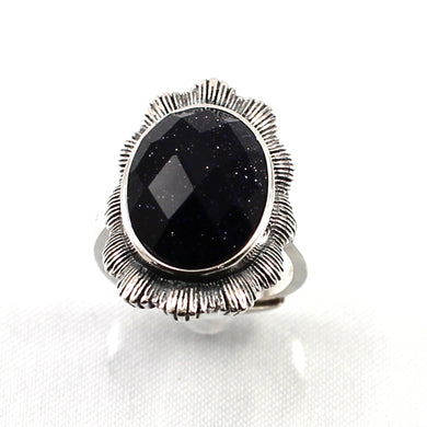 Blue Sandstone Sterling Silver Hand Crafted Solitaire Ring