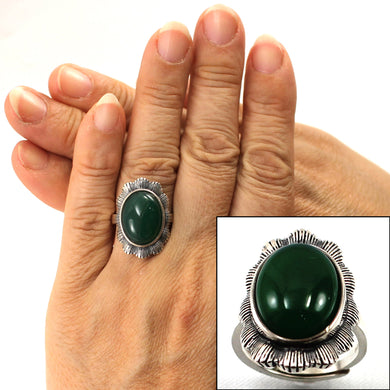 9310163-Green-Agate-Sterling-Silver-Hand-Crafted-Solitaire-Ring