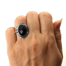 Load image into Gallery viewer, 9310171-Blue-Sandstone-Sterling-Silver-Hand-Crafted-Solitaire-Ring