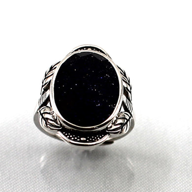Blue Sandstone Sterling Silver Hand Crafted Solitaire Ring