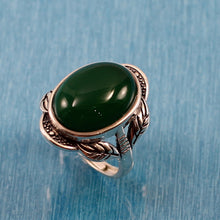 Load image into Gallery viewer, 9310173-Green-Agate-Sterling-Silver-Hand-Crafted-Solitaire-Ring
