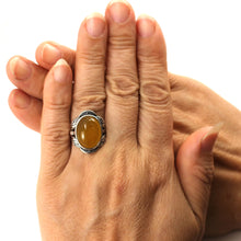 Load image into Gallery viewer, 9310174-Yellow-Agate-Sterling-Silver-Hand-Crafted-Solitaire-Ring